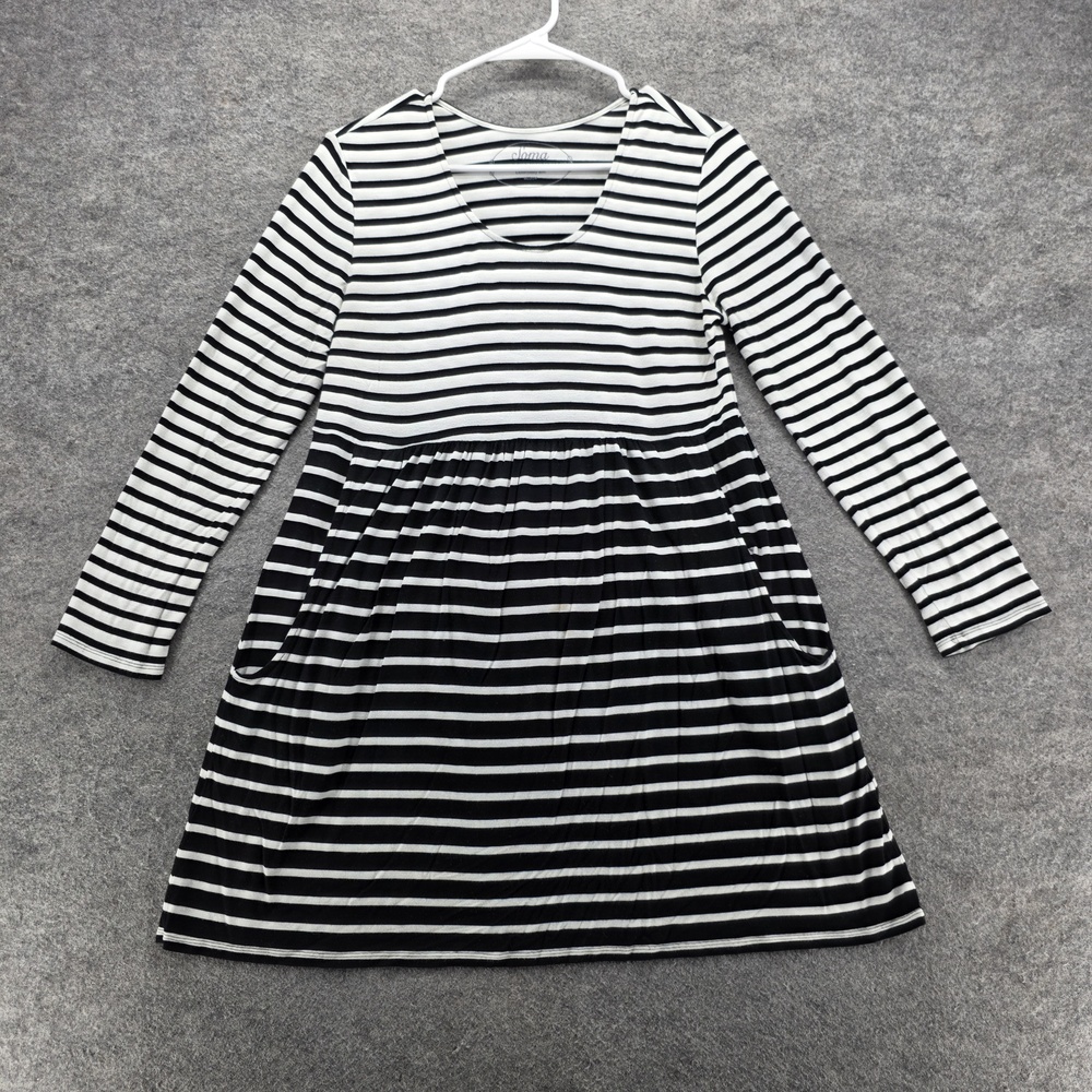 Soma Dress Womens Medium Black White Striped Long Sleeve Pockets Lounge Wear